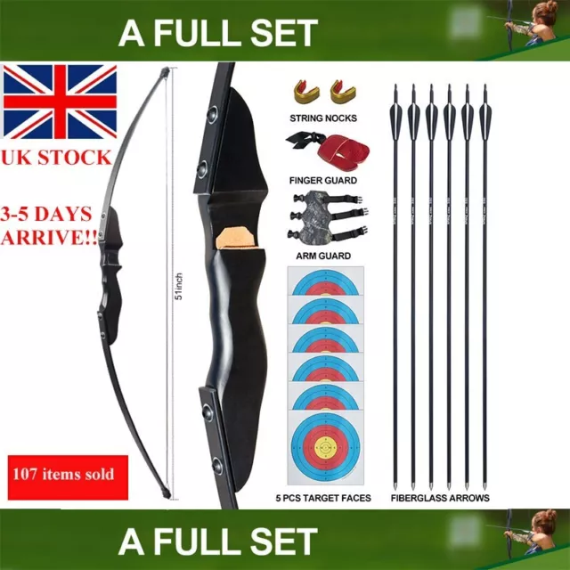 40LBS Archery Recurve bow Longbow archery Arrow recurve riser hunting bow set