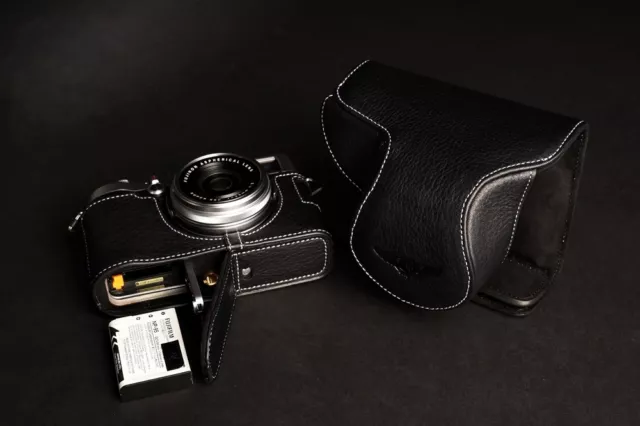 Genuine real Leather Full Camera Case bag Cover for FUJIFILM X100T Bottom Open B