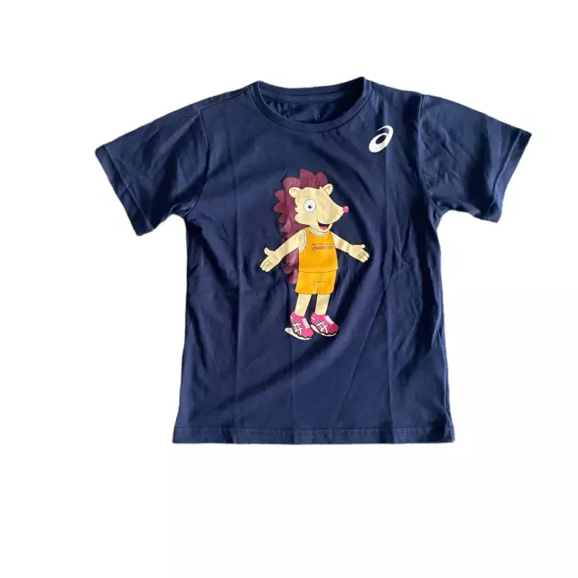 Asics Kinder marineblau T-Shirt (Größe 7-8y) IAAF Weltmeisterschaft London Top - Neu