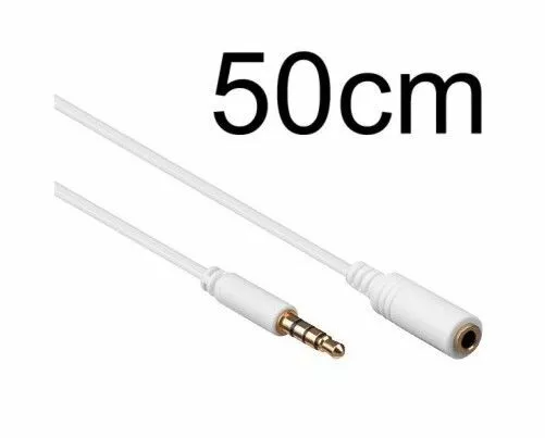 Headset Kabel 50cm Verlängerung Klinke 4 polig 3,5 für Apple iPhone etc. weiss