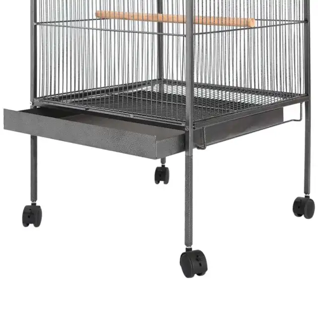 Cage à oiseaux avec toit Acier Noir 66 x 66 x 155 cm vidaXL 3