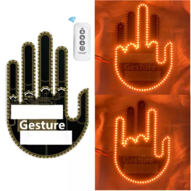 Funny Car Finger Light With Remote Hand Gesture Sign Light Glow