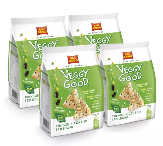 4X San Carlo Veggy Good Gallette con Riso e Tre Legumi 65g Snack Vegano