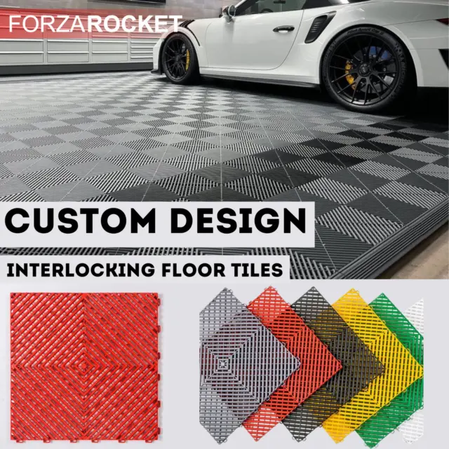 Interlocking Garage Flooring Tiles 15.75 in | 40 cm, Free-Flow Self Draining