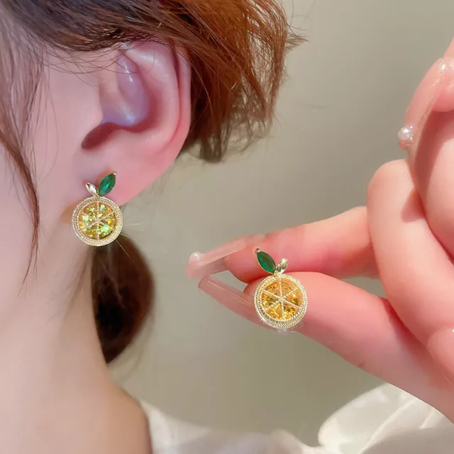 1Pair Creative Orange Lemon Earrings Delicate Fruit Stud Earrings Jewelry Gi BII