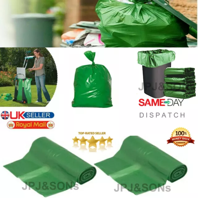 80l Strong Heavy Duty Green Garden Bag Waste Sacks Large Rubbish Bin Bags UK