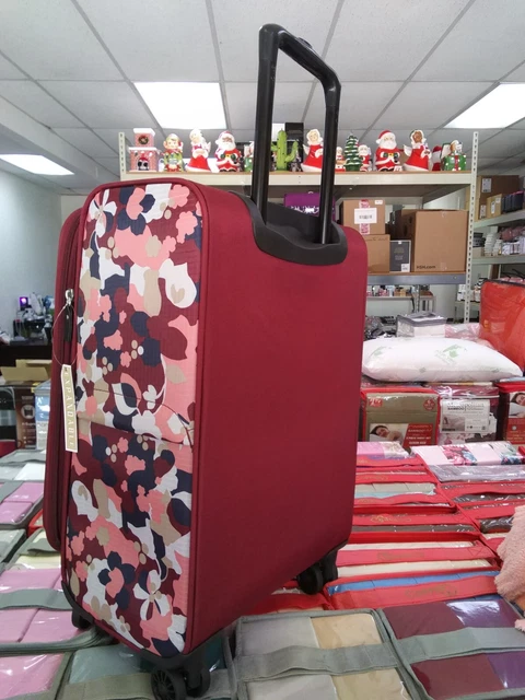 Samantha Brown 22" Spinner with Satchel 2-piece Set - Burgundy Geo Camo - New 8