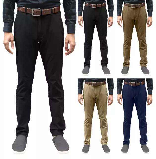 Mens Premium Chino Pants Slim Fit Stretch Casual Cotton Straight Chino Trousers