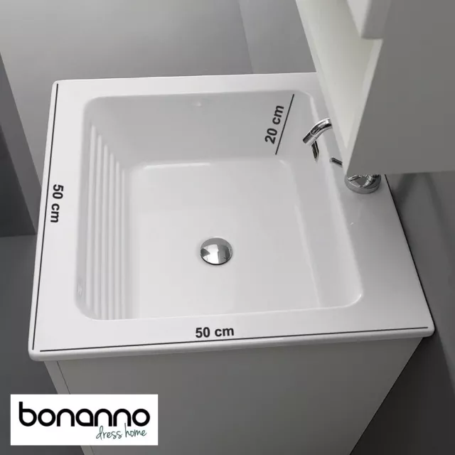 Lavatoio in ceramica con Mobile bianco  NANCO misura 50x50  Lavanderia XILON