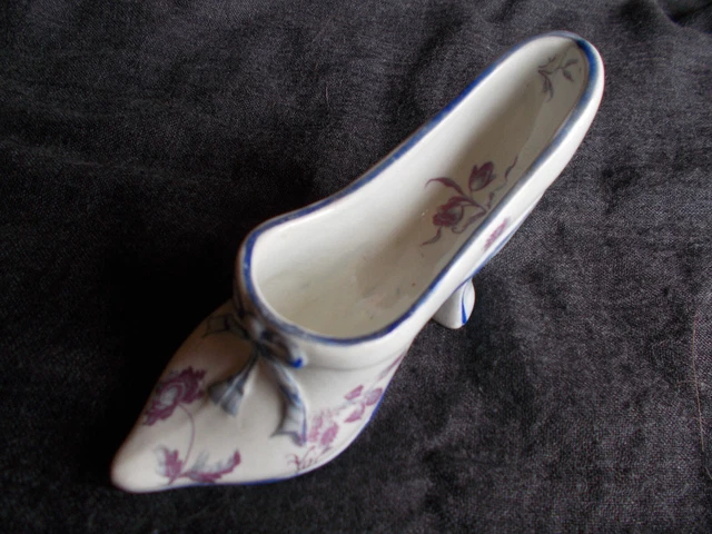 Soulier Chaussure En Porcelaine – Motifs Fleurs – Collection – Fabriqué En France