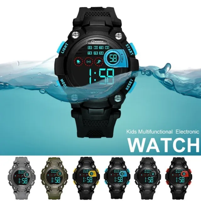 Digital Kinderuhr Jungen Sport Uhren Alarm Wasserdicht elektronische Armbanduhr