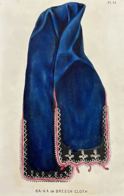 Original 1850 Seneca Native American Breech Cloth Print,Indian,Old,New York,NY
