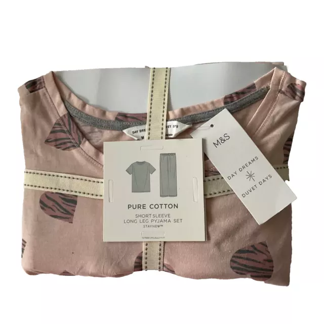 M&S Collection Lounge Wear Pink Pure Cotton Heart Print Pyjama Set