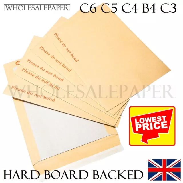 Please Do Not Bend Hard Card Board Backed Manilla Envelopes Brown A3 C4 A4 A5 A6 3