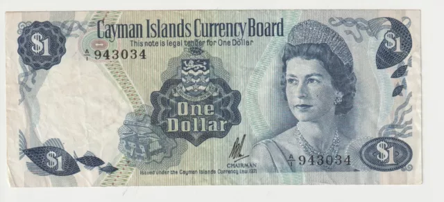 1971 Cayman Islands $ 1 One Dollar Banknote - P# 1a - Fine - # 31550