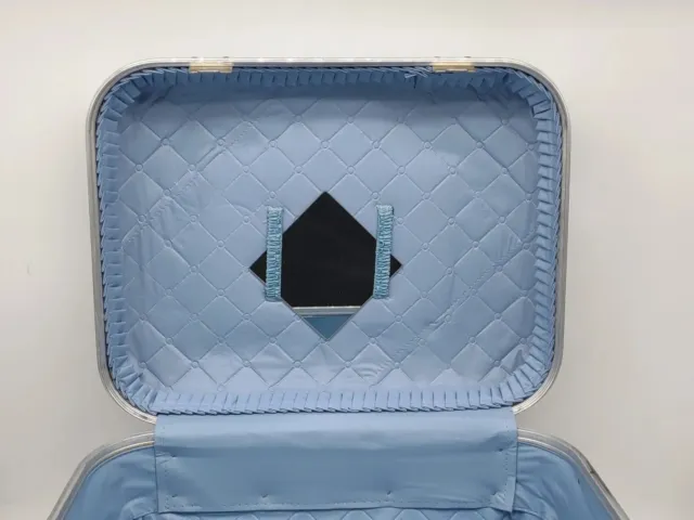 Vintage Blue Hard Case Carry On Travel Luggage Suitcase Mid Century Modern Style 3