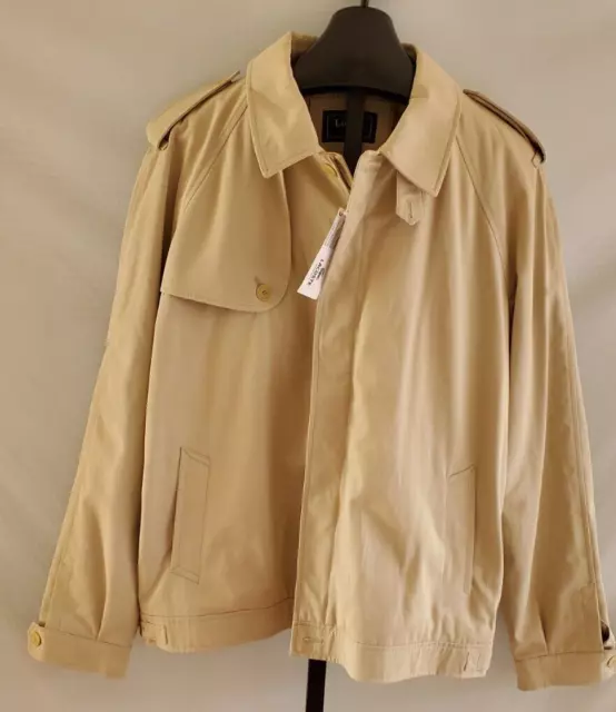 NWT Lacoste Cotton Lined Full Zipper Khaki Beige Jacket Coat Mens Size 3X