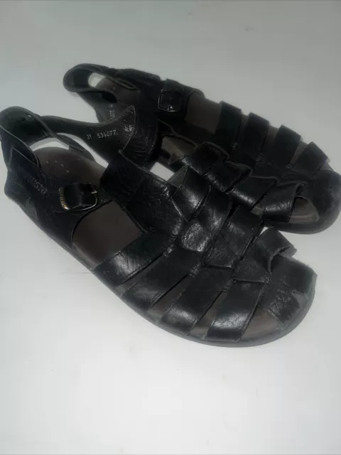 MEPHISTO SAM FISHERMAN Black Leather Sandals Men's Closed Toe Shoes Sz ...