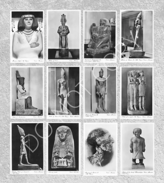 12 EGYPT Cairo Museum RPPC Postcard Lot c1920s-30s, Lehnert & Landrock, Vintage