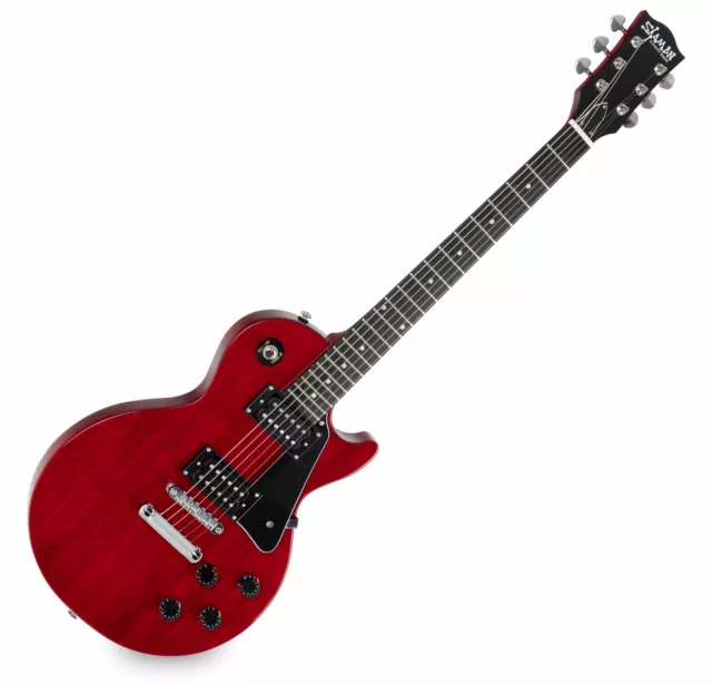 Shaman E-Gitarre Single Cut Style Design Humbucker Flat Top Mahagoni Cherry Red