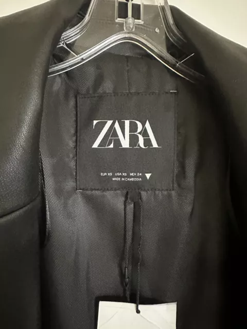 🆕ZARA BLACK FAUX Leather Trench Coat BNWT Size XS $89.99 - PicClick