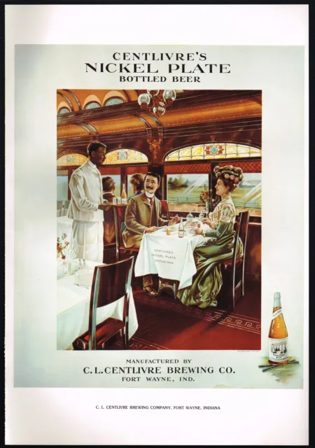 Vintage Black Americana Waiter Centlivres Beer Bar Train Art Poster Ad Print