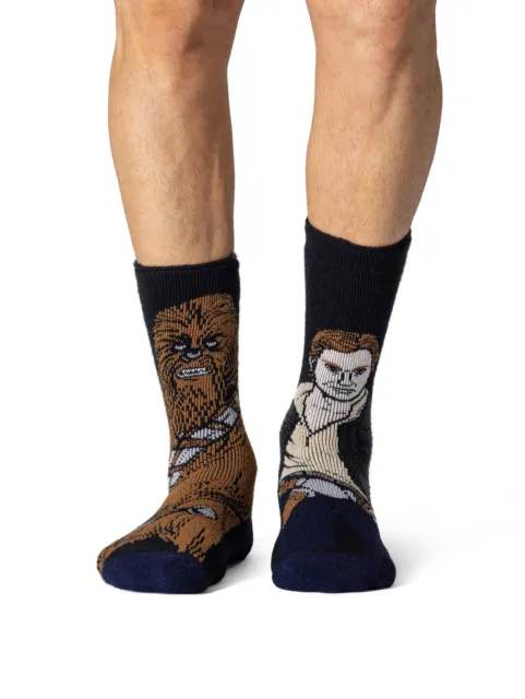 HEAT HOLDERS Lite Licensed Star Wars Character Socks-Chewie and Hans Solo-Men...