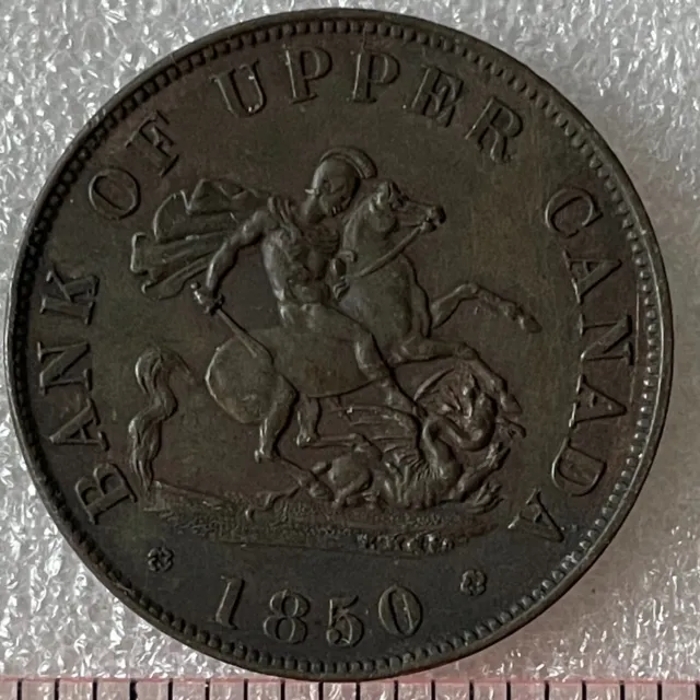 1850 Bank of UPPER CANADA  HALFPENNY "Saint GEORGE" TOKEN BRETON.