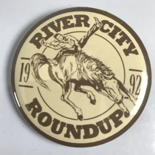 1992 River City Roundup RCR Omaha Pinback Button Pin Rodeo Admission