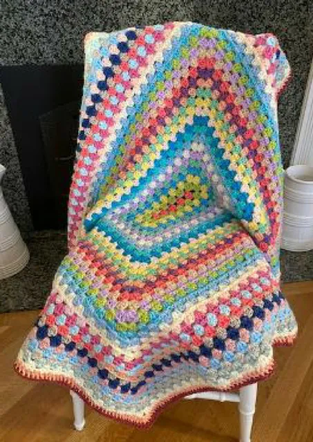 CROCHET GRANNY blanket afghan lapghan throw baby child handmade multicolor 34x42