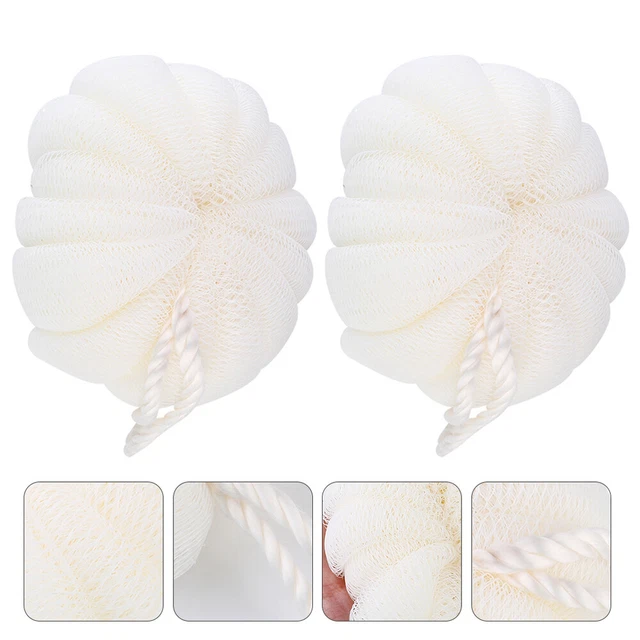 2 Pcs Große Badekugel Sport Badewannenreiniger Rückenbad Schwamm Beige