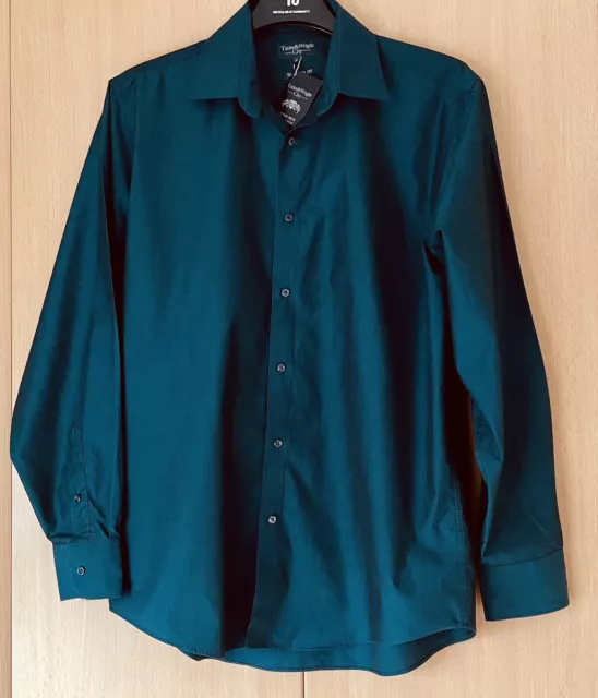 Camicia a maniche lunghe da uomo verde acqua Taylor & Wright City su misura colletto 16 nuova con etichette