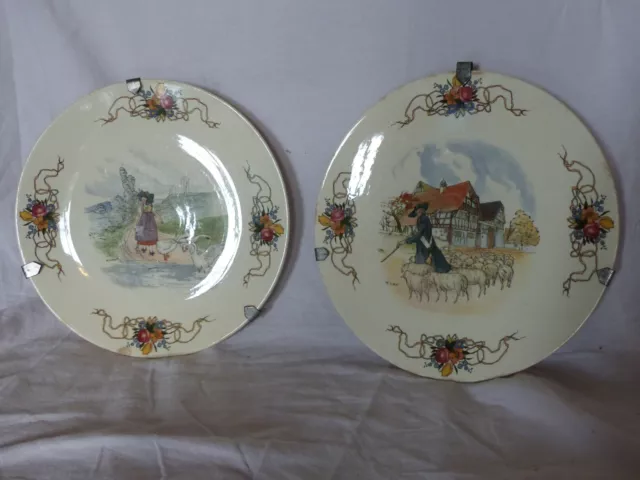 Sarreguemines H. Loux assiettes x 2 anciennes obernai