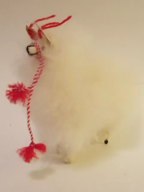 Alpaca Llama Handmade Toy Figurine Real Fur Wool Leather Vintage Souvenir 5.5"