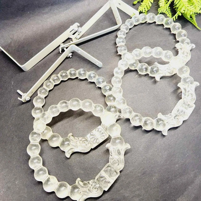 Vintage Ornate 2 PAIR Curtain Drapery Tie Backs (4) 4.25” Diameter Round Lucite