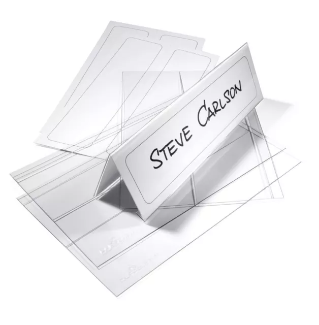 Durable Clear Plastic Table Place Name Holders and Inserts | 10 Pack | 61x210mm 3