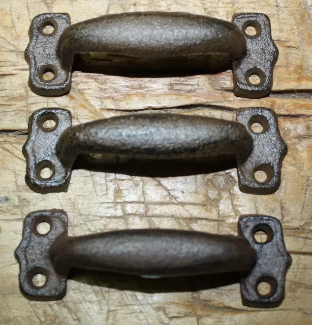 12 Cast Iron TINY Antique Style RUSTIC Barn Handle, Gate Pull Shed Door Handles 3