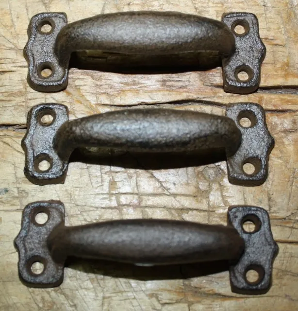 3 Cast Iron TINY Antique Style RUSTIC Barn Handle, Gate Pull Shed Door Handles 3