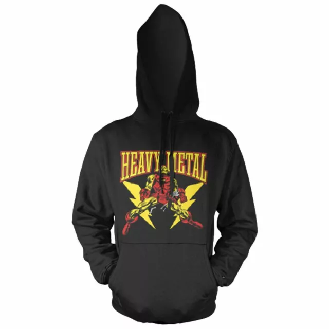 Marvel Iron Man Heavy Metal Black Hoodie Sweater -  Unisex Mens Retro Pullover