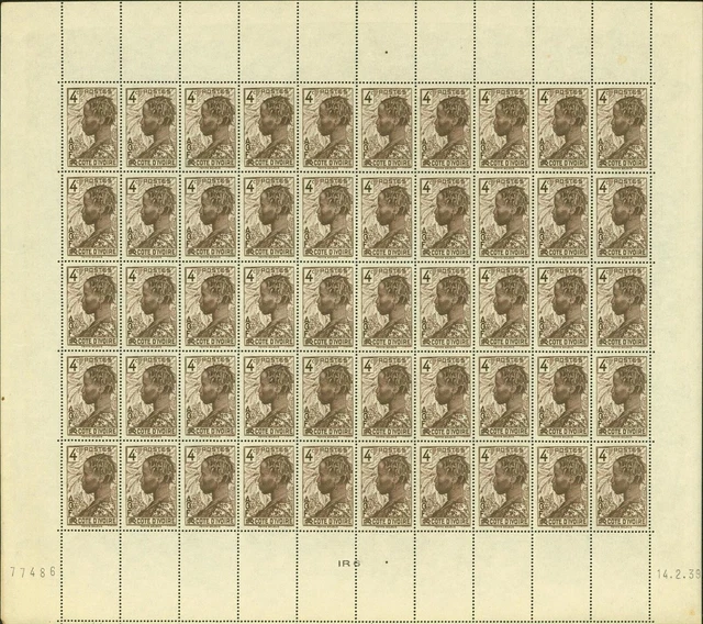 Ivory Coast 1936 -MNH stamps. Yvert Nr.: 111. Sheet of 50.......(EB) MV-17581