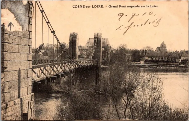 *48653 cpa Cosne sur Loire - Grand Bridge suspended over the Loire