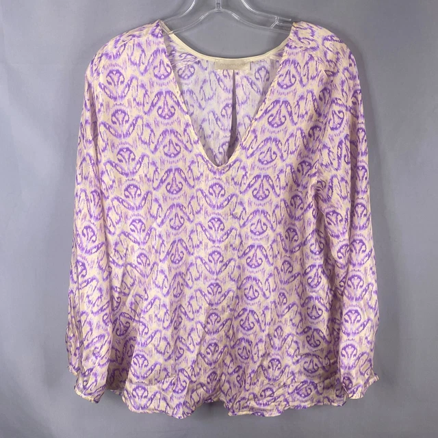 Momoni Blouse Womens US 6 IT 44 Purple Boston Silk Habotai Popover Italian Top