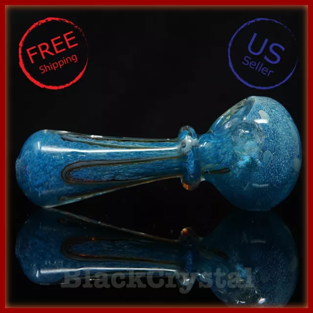 4.5 in Handmade Thick Heavy Sky Blue Marble Tobacco Smoking Bowl Glass Pipes