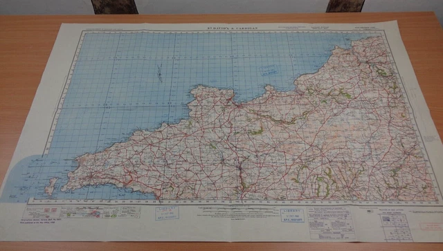 WW2 map "ST. DAVID'S & CARDIGAN" with SECRET BASE INK STAMP (V1 & V2 ROCKETS)