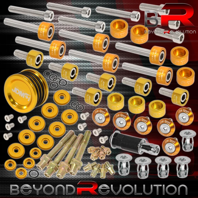 For Honda B16 B18 Cup/Header/Cam Cap/M8 Fender/Valve Washer+Bolt+Cam Seal Gold