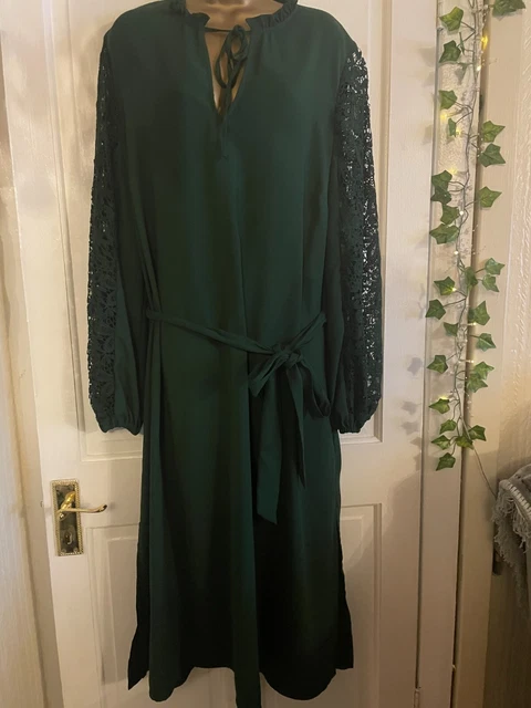 NEW LADIES ET Vous Matalan Green Lace Detail Long Sleeve Long Dress Size 20 9.99 PicClick UK