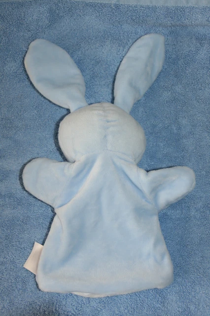 Mes Petits Cailloux Doudou Lapin Plat Marionnette Bleu Blanc Etat Neuf 2