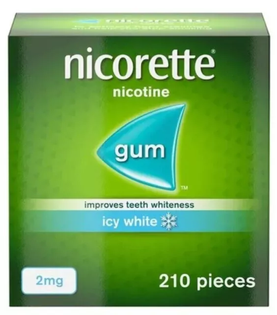 Chicorette 2 mg goma blanca helada - 210 piezas (ayuda para dejar de fumar) (2023)