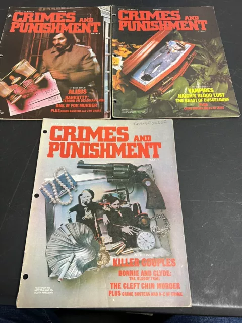 Crimes and Punishment Magazines 1973 Lot Of 3 Rare Crime Tale London Imports