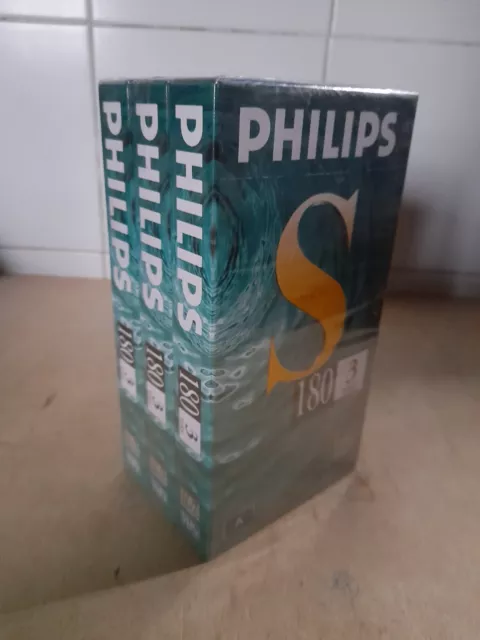3 Vhs Vergini Philips S da 180 Minuti - Nuove Imballate